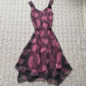 Floral Pink and Black Women's Dress